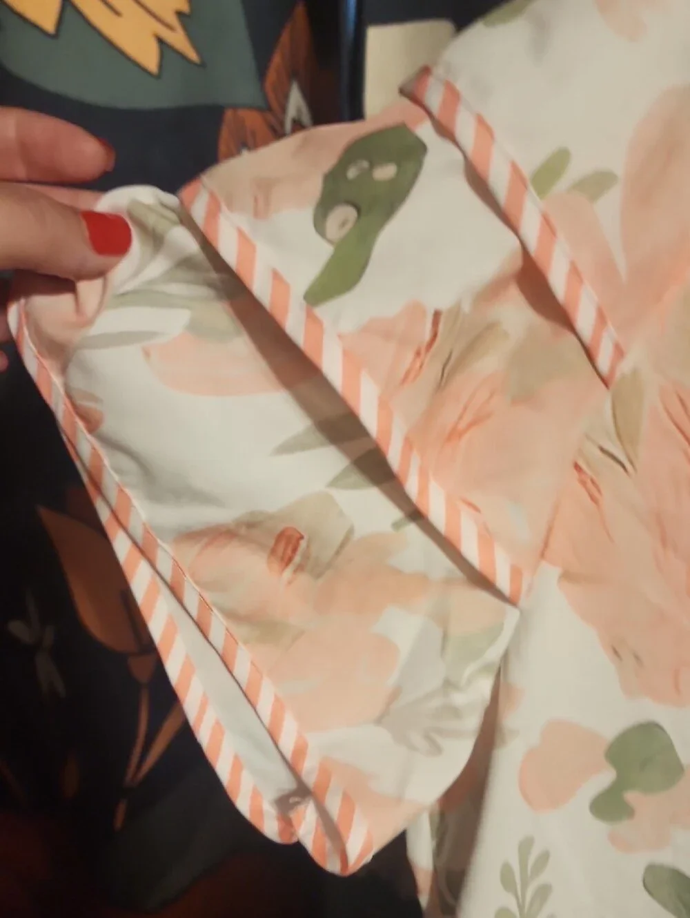 Cute Peach & Sage Floral Ruffle Dress - Picture 4 of 5